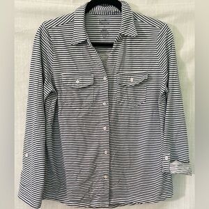 [Croft and barrow] women’s blue and white striped button up shirt